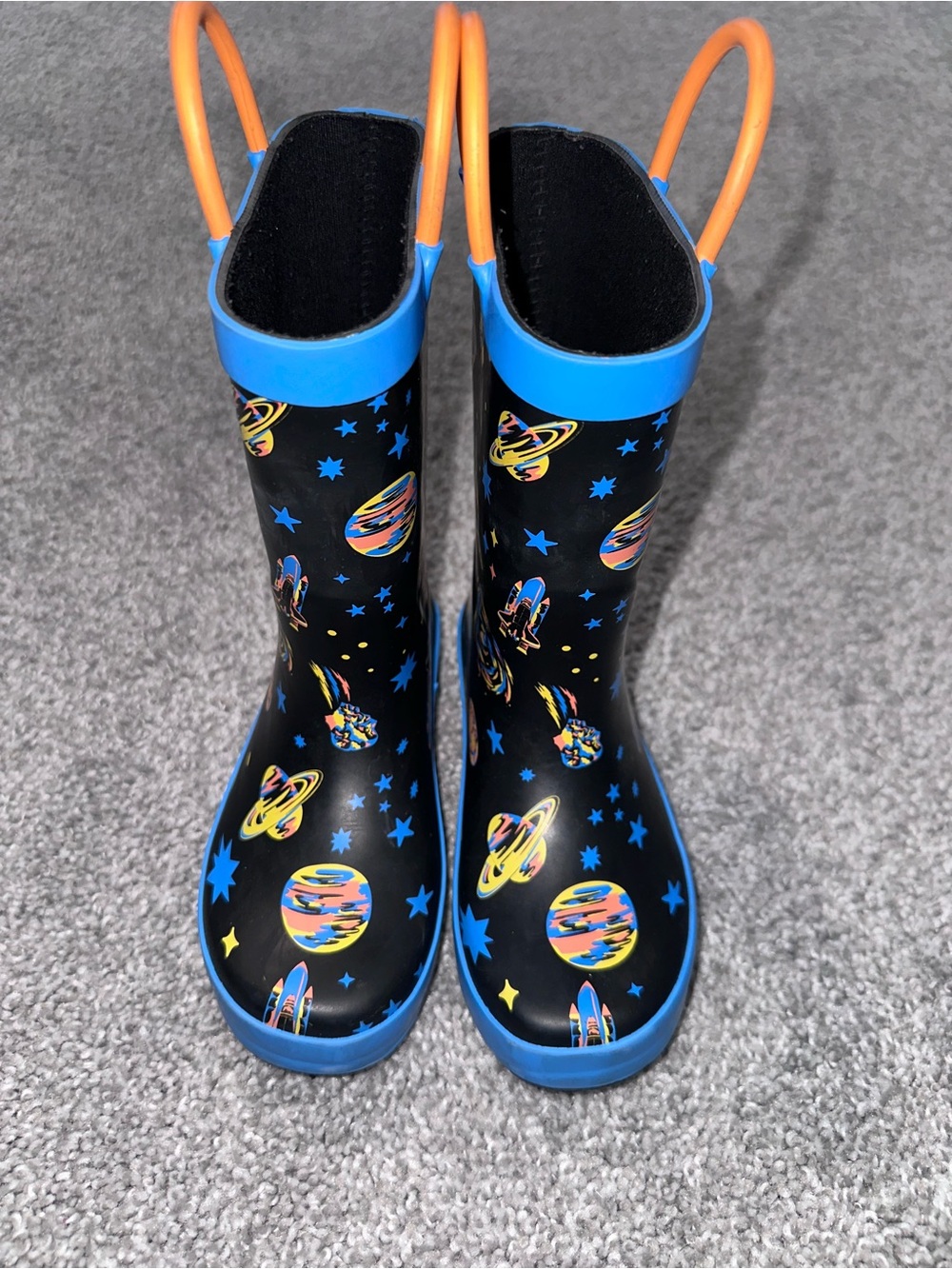 CAT&JACK Kids Space Rocket Rain Boots - Blue & Black